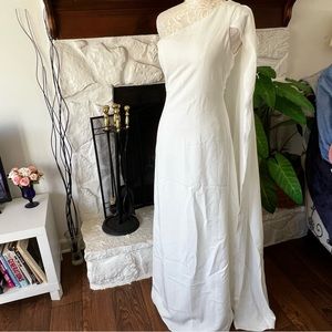 JJ’S HOUSE ONE SHOULDER STRETCH CREPE DRESS WEDDING FORMAL GOWN SIZE 6 NWT